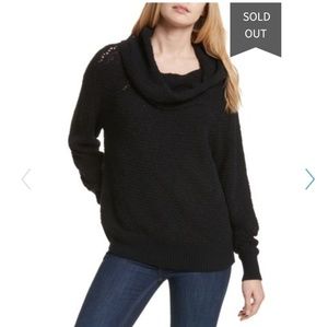 Free people knitted black cowlneck long sweater